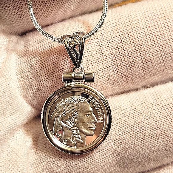 Other - .999 Pendant Buffalo Nickel w/ .925 Silver Necklace [22"] 1mm Snake Chain